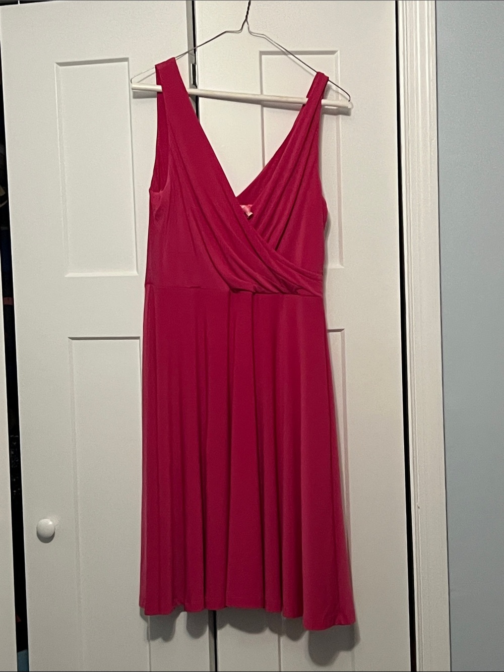 Isaac Mizrahi Fuchsia Sleeveless V-Neck Wrap Dress